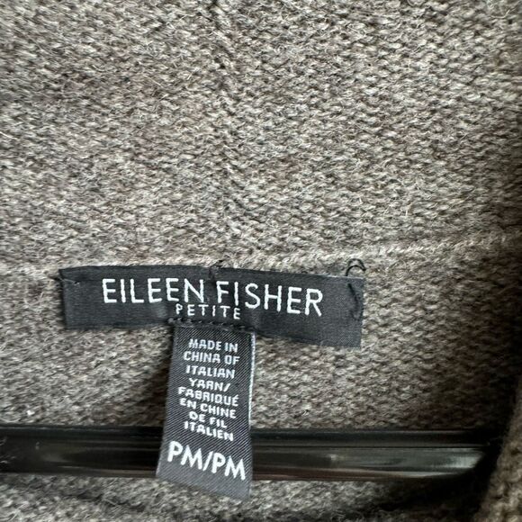 Eileen Fisher Sweater Yak Wool Turtleneck Asymmetric Brown Size Medium Petite - Picture 3 of 6